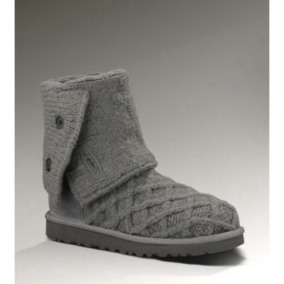 Ugg Australia Lattice Cardy Charcoal Grey Knit Boots - Picture 5 of 13